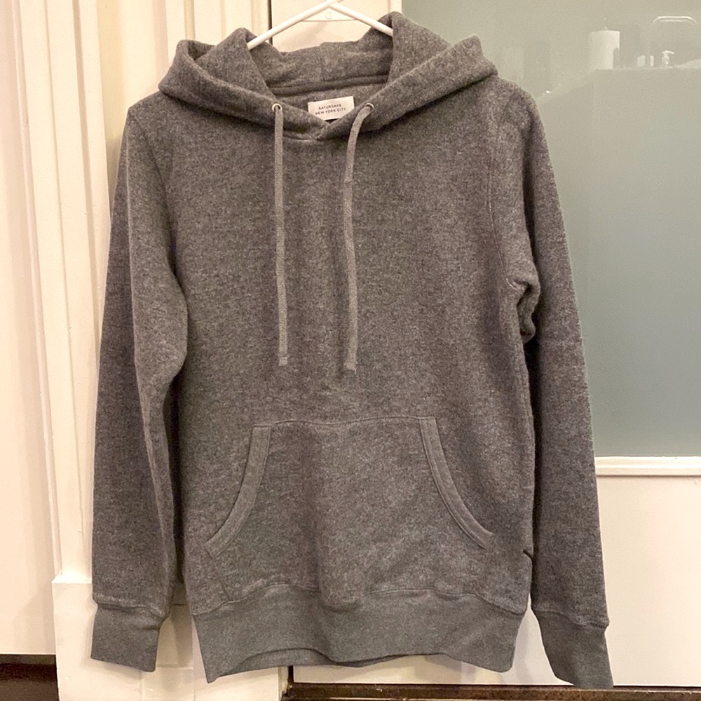 Saturdays Surf NYC Ditch Cotton & Wool Slash Embroidered Hoodie, Ash Heather, XS